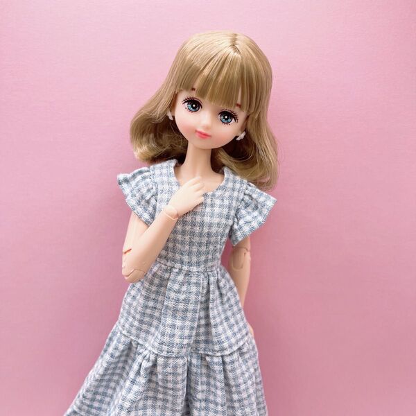 フリルワンピース ドール服 リカちゃんキャッスル ハンドメイド服 パレットf