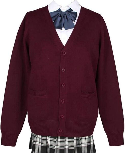 なんちゃって制服 カーディガン ワイン レッド