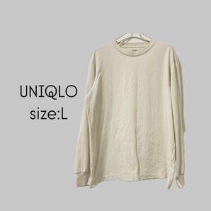 UNIQLO メンズ エアリズムコットンUVカットクルーネックT ベージュ 長袖 455403