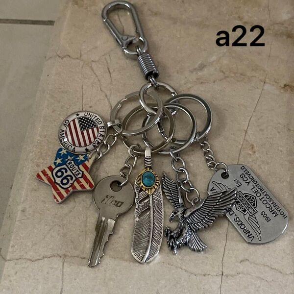 キーホルダー キーリング キーチェーン アメカジ ストリート 古着 アメリカン USA 鍵 ドッグタグ イーグル フェザー 鷹