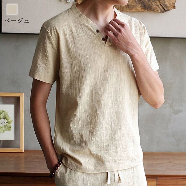 メンズ 半袖 tシャツ 綿 リンネ カットソー トップス在庫サイズ2XL