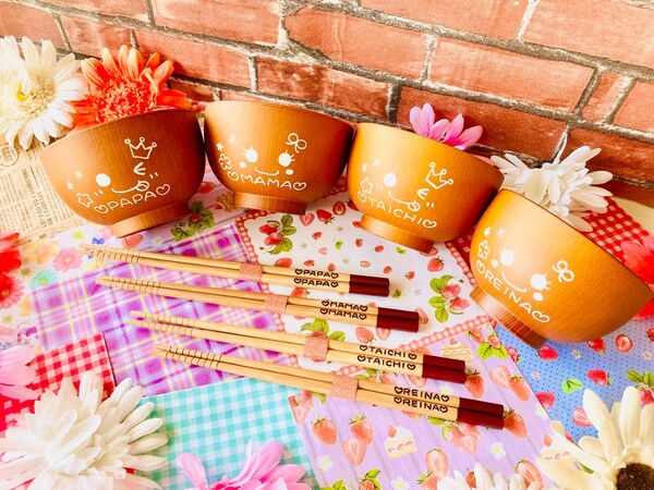 REIna様ご確認 名入れ食器 お椀&お箸ペアセット お椀② 箸③赤のみ