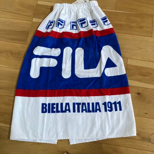 FILA フィラ 吸収素材 ラップタオル 巻きタオル 80センチ プールタオル 水泳 スイミング スナップタオル プール ブルー