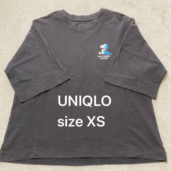 UNIQLO ユニクロ PEANUTS スヌーピー Tシャツ ブラック XS キッズ レディース 古着