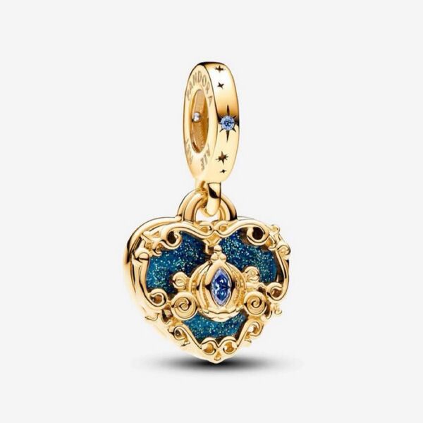 Pandora ディズニー シンデレラ キャリッジ & ハート ダングルチャーム