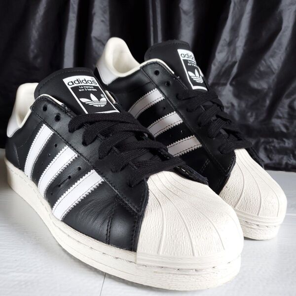 美品 2023年製 adidas SUPERSTAR 82 スーパースター ブラック ホワイト 黒 白 検索 80s