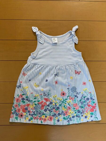 H&M 女の子 ノースリーブワンピース 花柄 綿100% 80