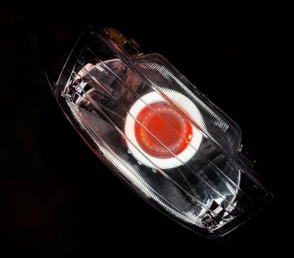 ホンダ ライブ ディオ Dio AF34 AF35 1型 I型 ヘッドライト イカリング LED デビルアイ 配線付き 社外品