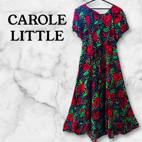 CAROLE LITTLE ワンピース ヴィンテージ USA 花柄 薔薇 エレガント 輸入古着 USA オシャレ 個性的 華やか
