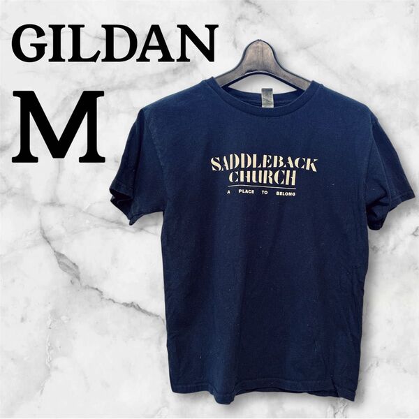 【M】GILDAN Tシャツ ネイビー 輸入古着 USA オシャレ ヴィンテージ レディース メンズ トップス ギルダン 綿