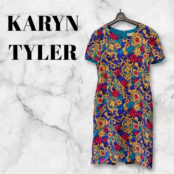 KARYN TYLER 花柄シルクチュニック レディース エスニック 夏 輸入古着 オシャレ ヴィンテージ 個性的 海外 民族