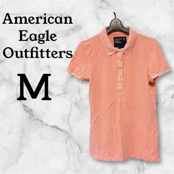 【M】American Eagle Outfitters 半袖ポロシャツ ピンク 輸入古着 USA オシャレ ヴィンテージ 夏服
