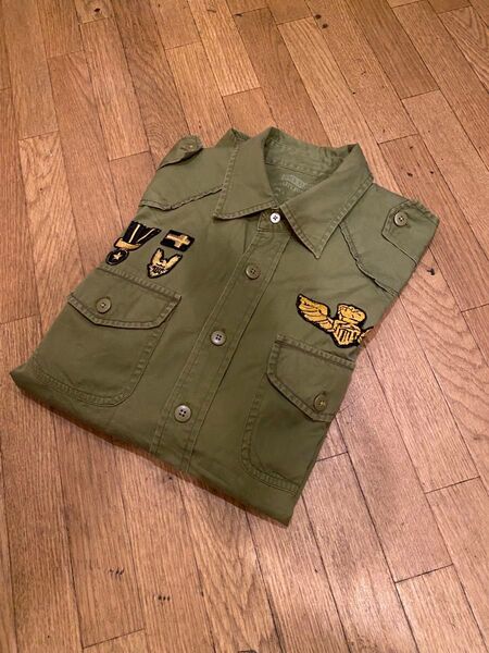 BACK NUMBER ARMYミリタリーワークシャツジャケットワッペンサバゲー カーキ モッズフライト