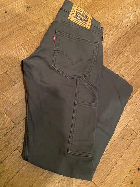 美品未使用近いレア日本未発売リーバイス511workカーゴペインターパンツデニムジーンズスリムカーキ W28L30くるぶし丈