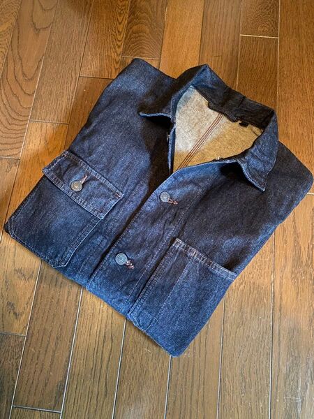 美品UNIQLOデニムジーンズジャケットカバーオールワークGジャン濃紺完売品ダンガリーシャツインディゴショップコート