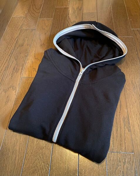 美品半袖スウェットパーカーフードフーディトレーナーTシャツダブルジップアップ黒M junglestorm