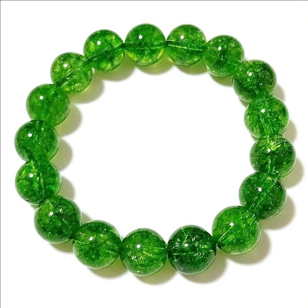 一点物【5−41】◆12mm【ペリドットカラークォーツ】天然石パワーストーンブレスレット