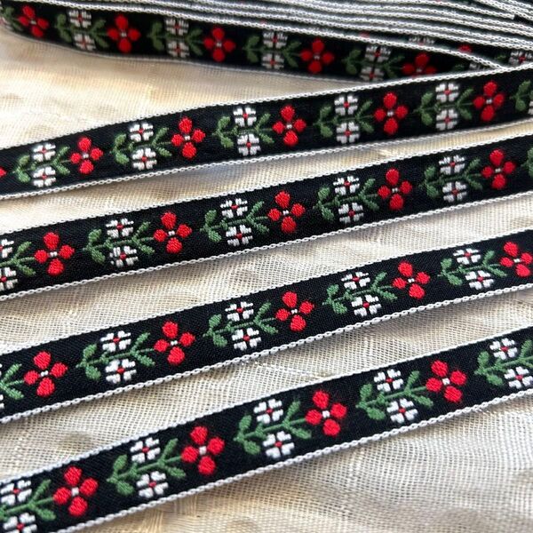 【刺繍リボン★2m販売】お花柄 チロリアンリボン チロリアン 日本製