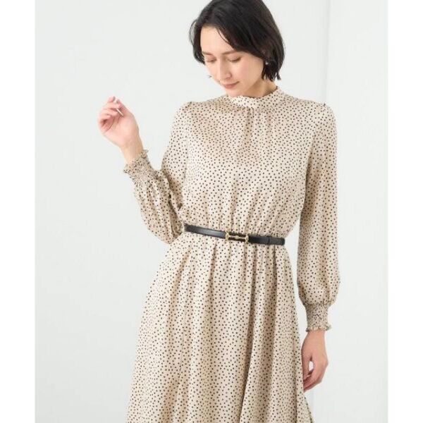 新品 ANAYI サテンドットプリントタイワンピース 定価4.29万円