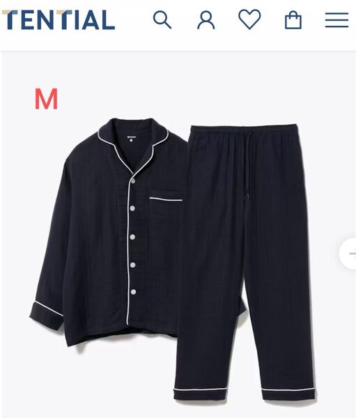 新品未使用★BAKUNE Pajamas Gauze上下セット(長袖・ロングパンツ)ネイビー M リカバリーウェア ユニセックス