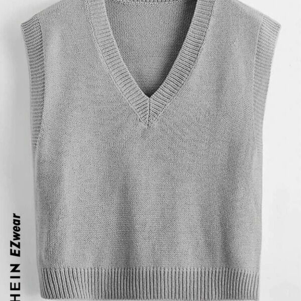 shein ニットトップス ベスト ライトグレー M