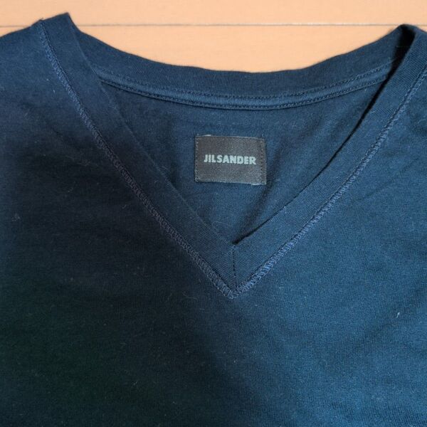 ジルサンダーJil Sanderツートン切り替えVネックロンT長袖Tシャツ