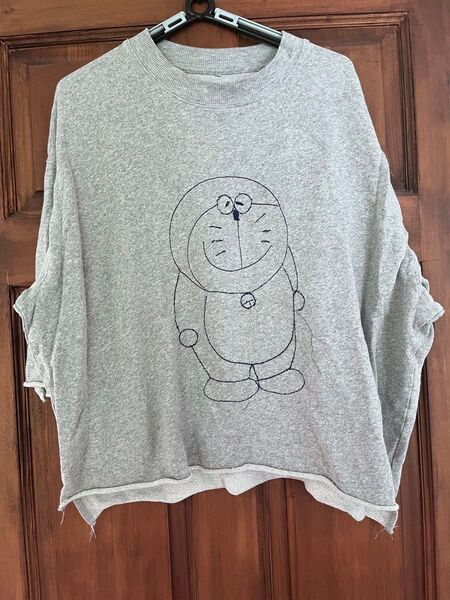ドラえもん 刺繍 古着 スウェット 半袖 トレーナー