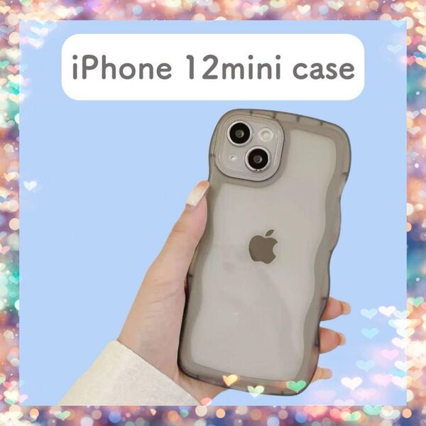 クリア ケース iPhoneケース ウェーブ 透明 シンプル おしゃれ なみなみ 韓国 トレンド カメラレンズ保護 ブラック
