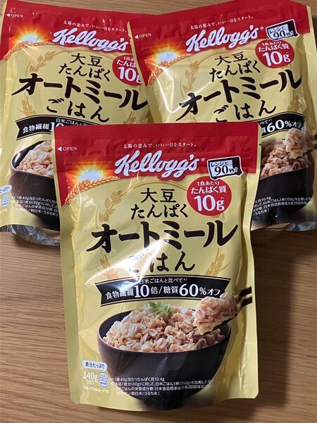 ケロッグ オートミールごはん 大豆たんばく 240g×3袋