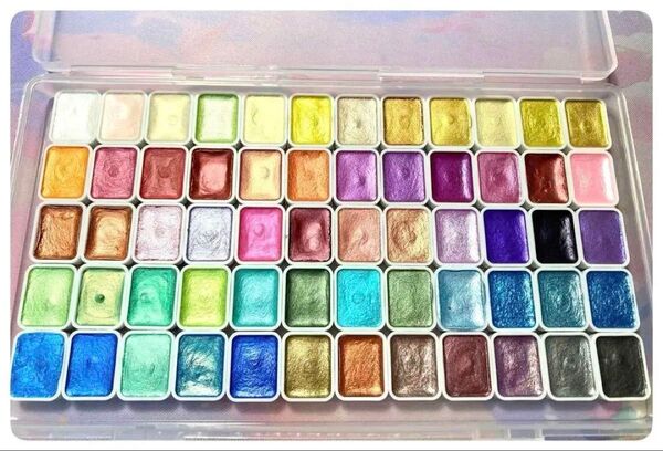 固形 水彩絵の具 60色 メタリック ラメ パール 絵画 工作 ネイル等に