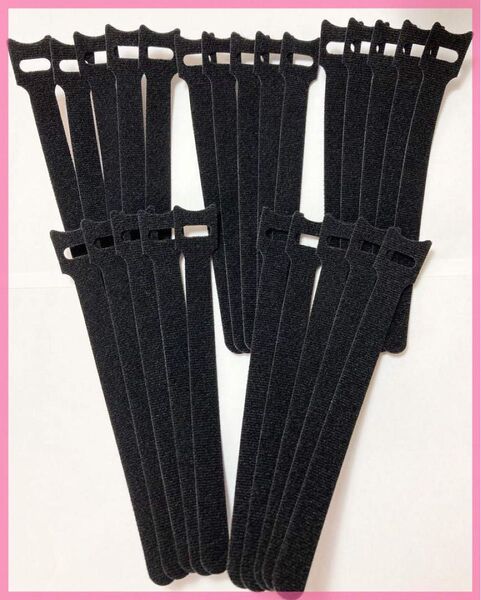 ケーブル 結束バンド マジックテープ 固定 ベルト 15cm 25本 黒