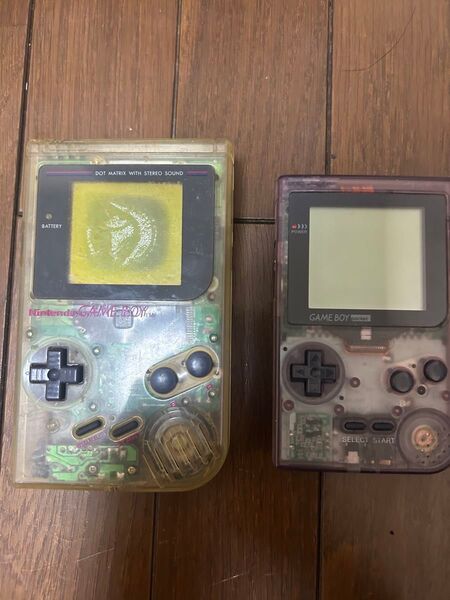 【裏蓋なし】動作確認済み Nintendo ゲームボーイポケット&初代ゲームボーイ GAMEBOY クリア スケルトン