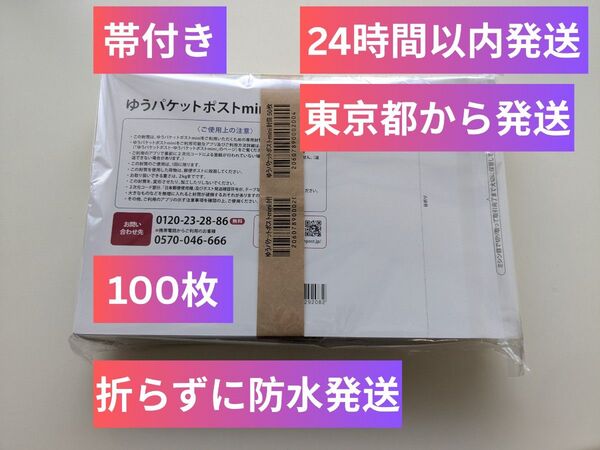 100枚 ゆうパケットポスト mini ミニ 専用封筒 折らずに発送 新品未使用