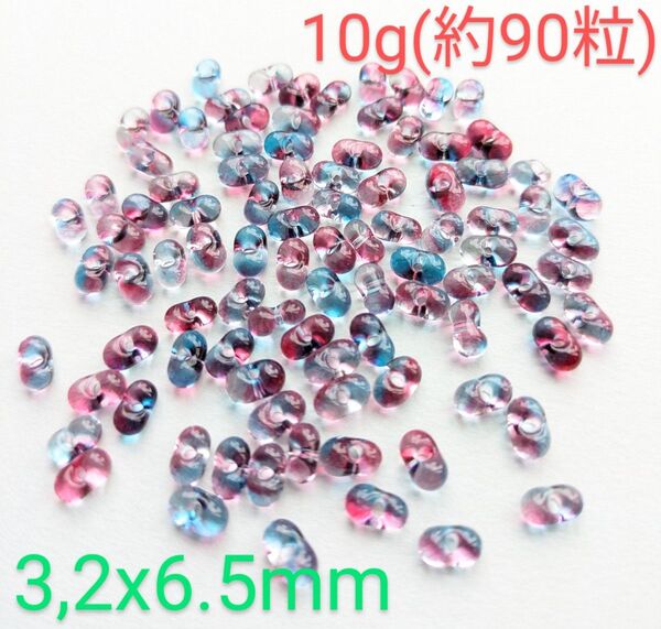 チェコビーズ ファルファーレ 大 3.2×6.5mm 10g バミューダアメジス