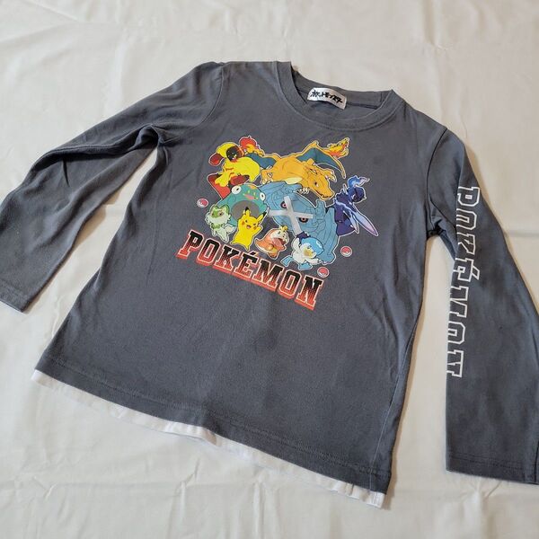 ポケモン 長袖カットソー 130サイズ グレー 長袖Tシャツ