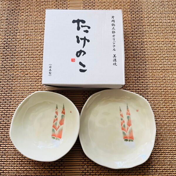 たけのこ 小皿 2枚セット 片岡鶴太郎 美濃焼
