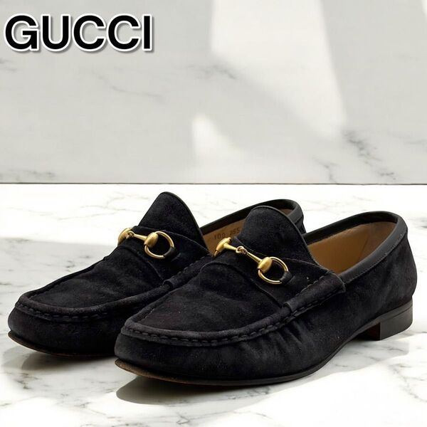 GUCCI グッチ ローファー スエード ホースビット レディース ウィメンズ イタリア製 黒 ブラック