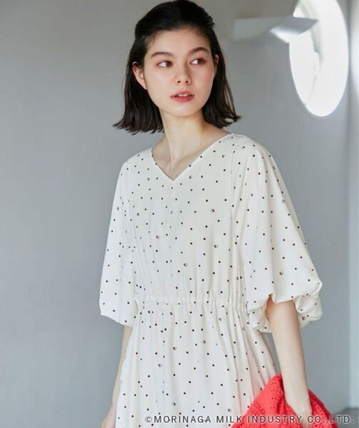 ROPE' PICNIC ロペピクニック ロング ワンピース ドット 水玉 パフスリーブ ギャザー フレアワンピース