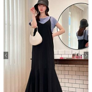 GRL グレイル マーメイド Aライン ティアードキャミワンピース ブラック 黒 キャミソール 春 夏