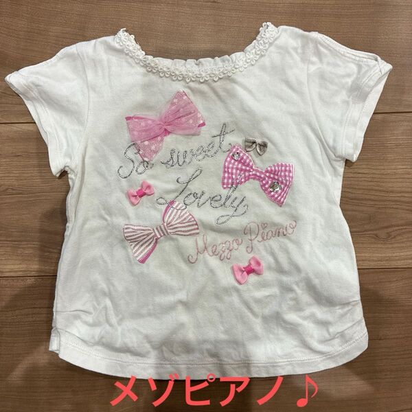 Mezzo Piano リボン付きTシャツ