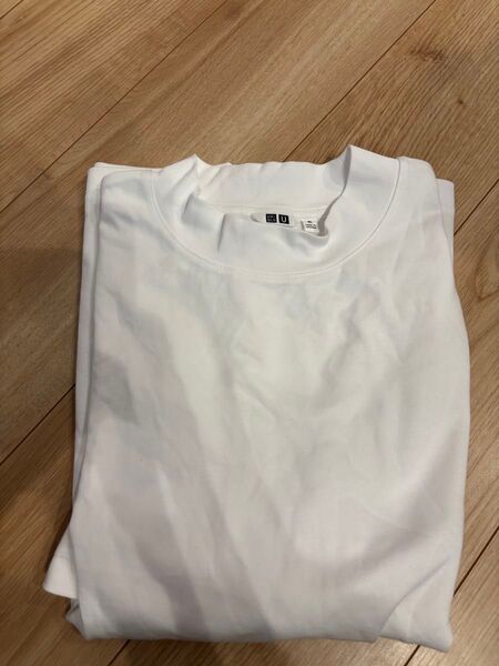 【極美品】ユニクロU エアリズムコットンオーバーサイズモックネックT 白 ホワイト XL
