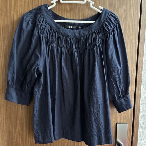 UNIQLO ブラウス チュニック NAVY 5分袖 Mサイズ
