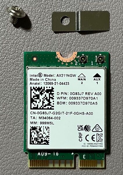 DELL PC用 AX211 WiFi6E/BT M.2 カード