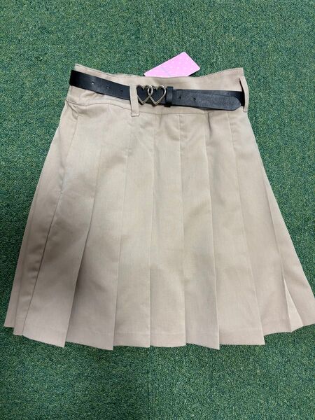 新品 mezzo pianoメゾピアノ ベルト付きプリーツスカパン L160