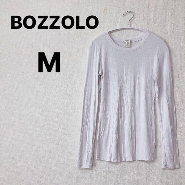 BOZZOLO 【M】トップスメンズレディース白ホワイト長袖 Tシャツ カットソーロンT143
