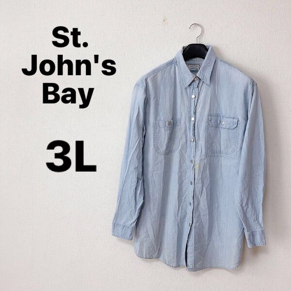St. John's Bay【3L】トップスメンズレディースジャケット カジュアルライトブルー青デニムシャツ 144