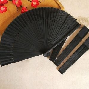 【新品】扇子 センス 無地 黒 ブラック シンプル 軽量 夏祭り花火大会 浴衣 男女兼用