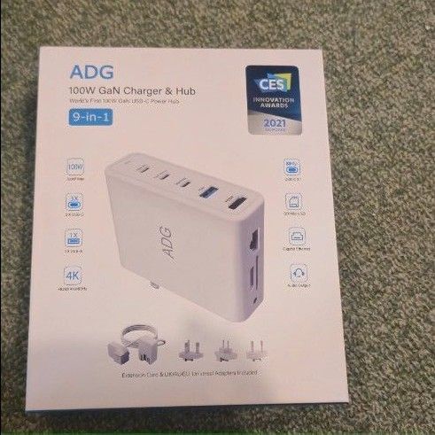 ADG 100W GaN充電器 9-in-1 USB-Cハブ PD高速充電