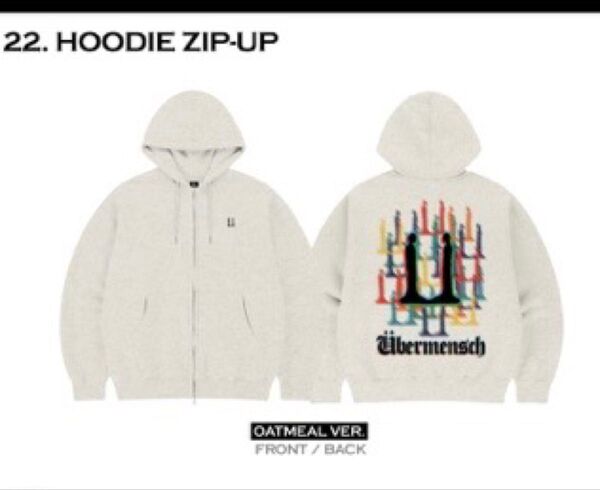【新品未使用】G-DRAGON HOODIE ZIP-UP GREY VER パーカー白 フリーサイズ