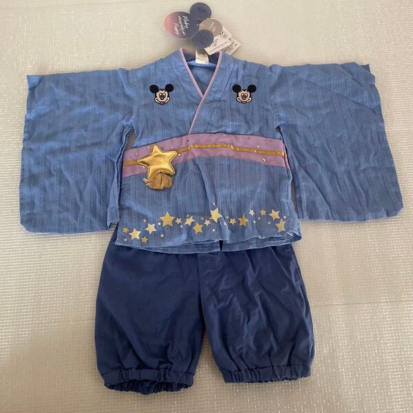 新品 ミッキーマウス Disney 浴衣 甚平 袴 七夕 キッズ ベビー 90